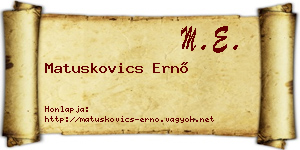 Matuskovics Ernő névjegykártya