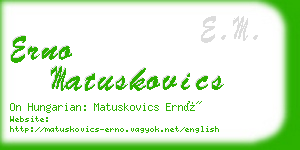 erno matuskovics business card